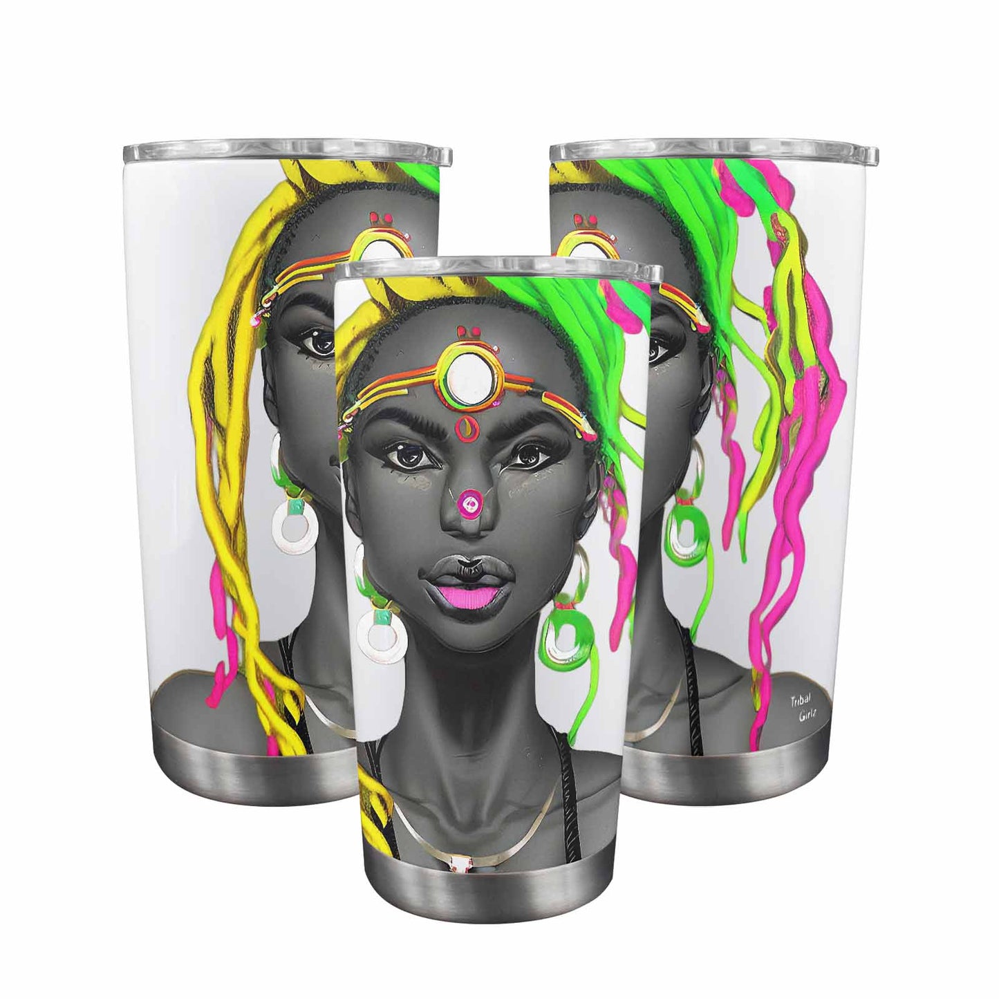 Dreads & Braids, Transparent Tumbler, mug, african tribal, outline MCL, Fulangiara 6