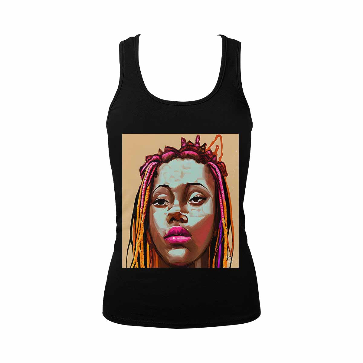 Dreads & Braids, BLACK tank top, cotton, african tribal, full image Fulangiara 11