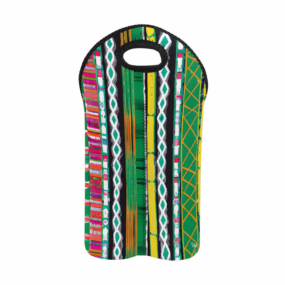 African Art, chic 2 bottle wine bag, design 48