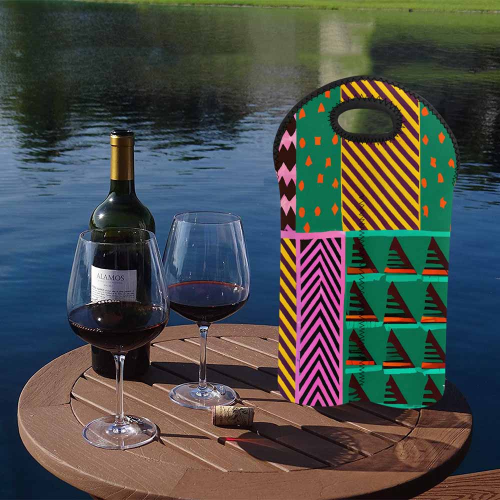 African Art, chic 2 bottle wine bag, design 21