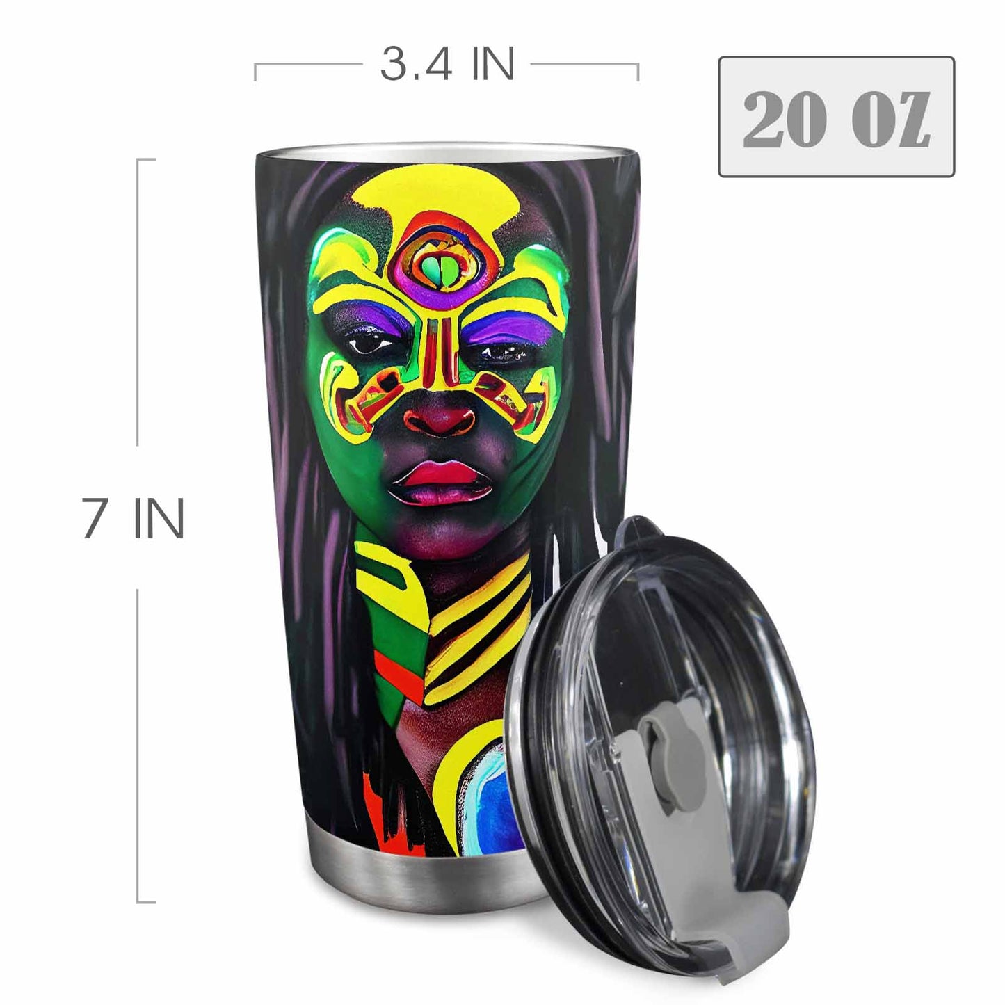 Dreads & Braids, Transparent Tumbler, mug, african tribal, outline MCL, Fulangiara 15