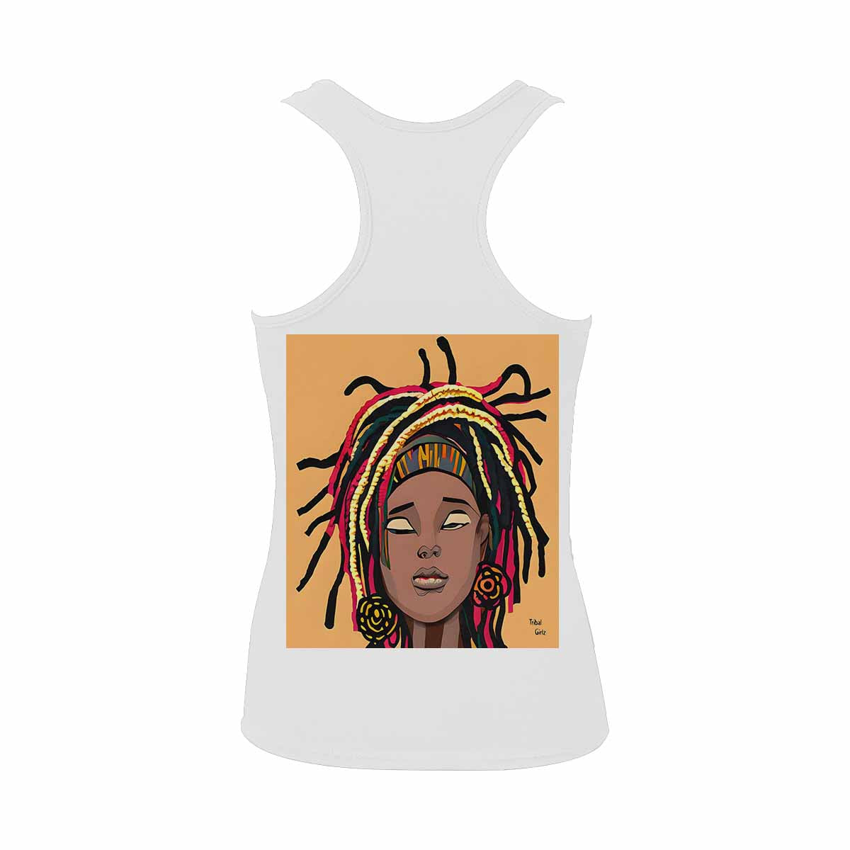 Dreads & Braids, WHITE tank top, cotton, african tribal, full image Fulangiara 20