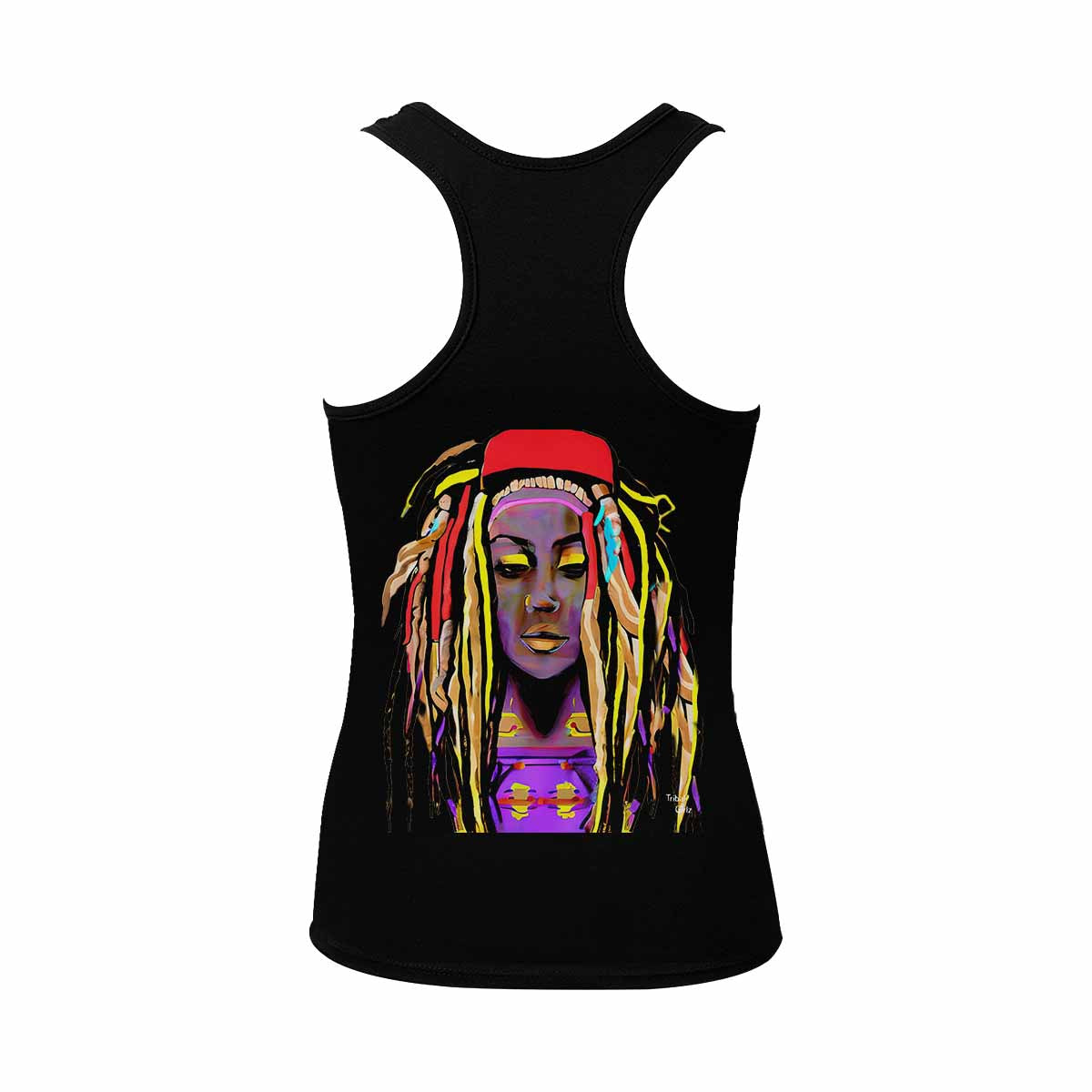 Dreads & Braids, BLACK tank top, cotton, african tribal, outline WL, Fulangiara 14