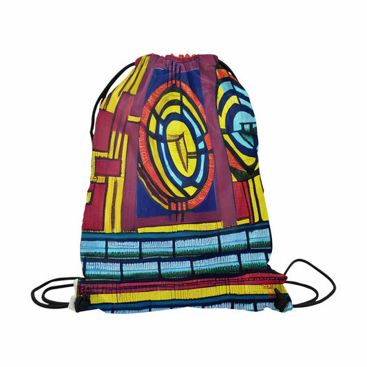 African artsy drawstring sling bag, design 28