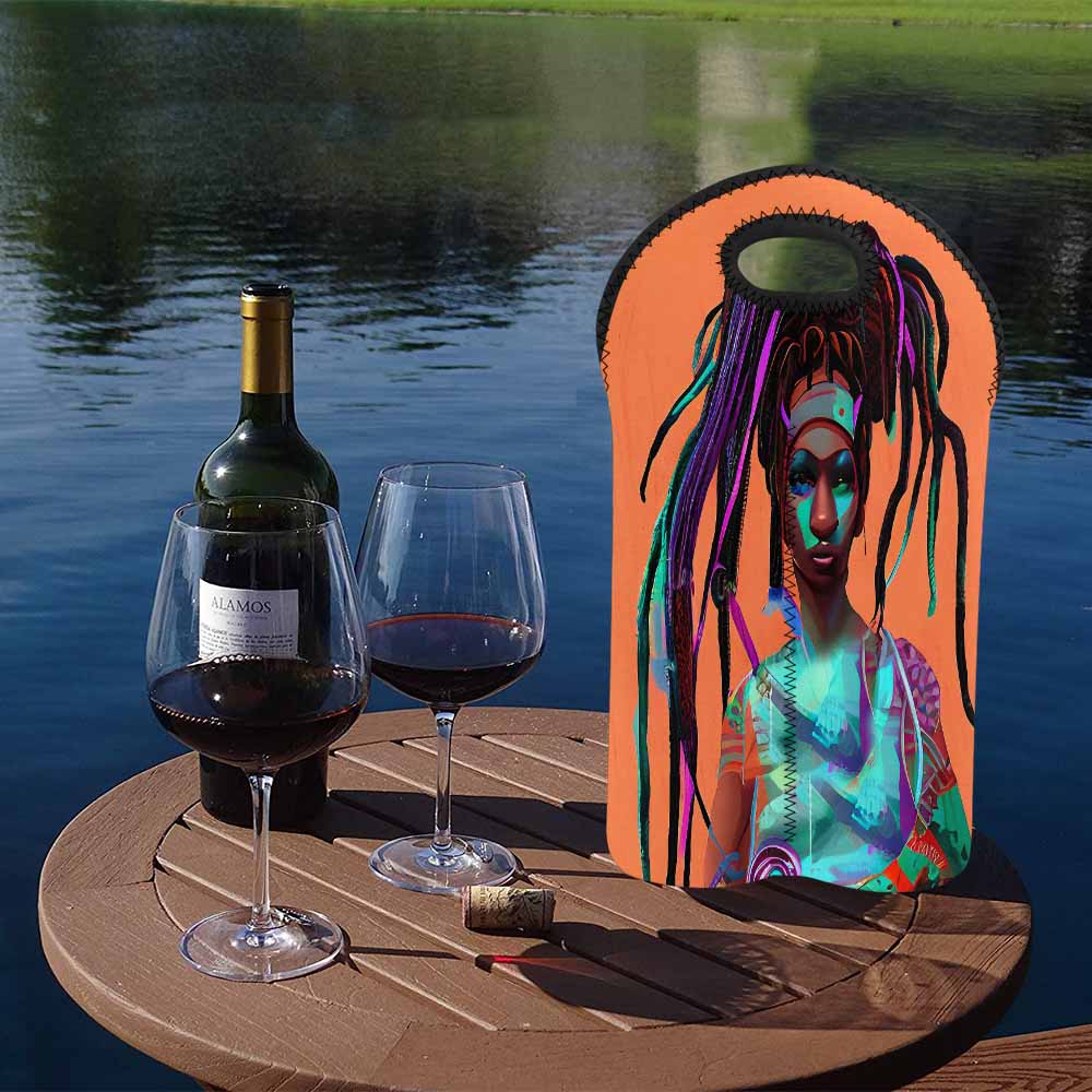 Dreads & Braids, 2 bottle wine bag, picnic or gift, african tribalgirlz Fulangiara 32