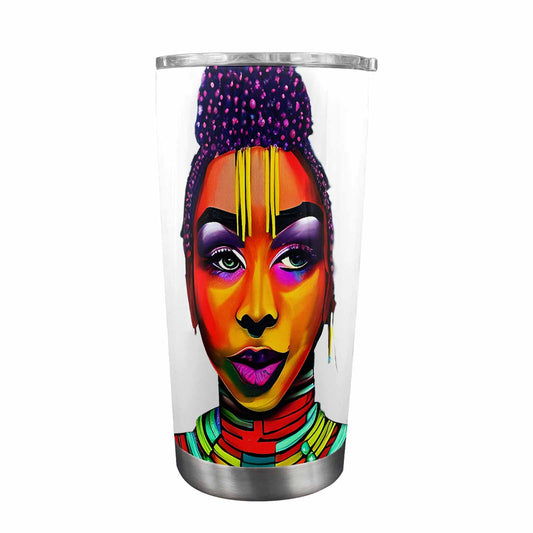 Dreads & Braids, Transparent Tumbler, mug, african tribal, outline BL, Fulangiara 35