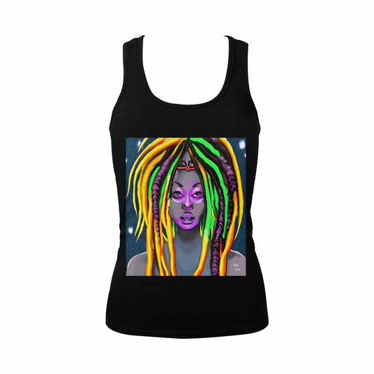 Dreads & Braids, BLACK tank top, cotton, african tribal, full image Fulangiara 28