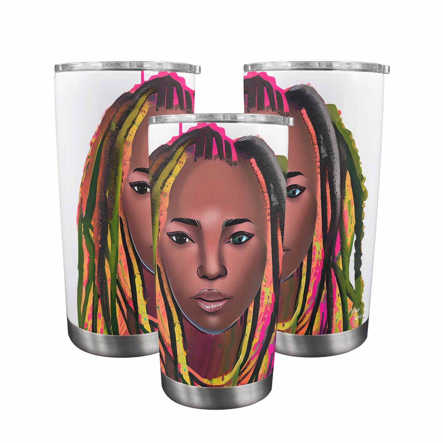 Dreads & Braids, Transparent Tumbler, mug, african tribal, outline MCL, Fulangiara 12