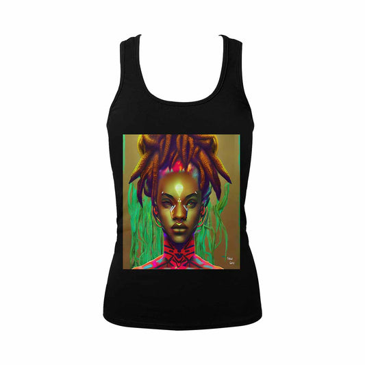 Dreads & Braids, BLACK tank top, cotton, african tribal, full image Fulangiara 43