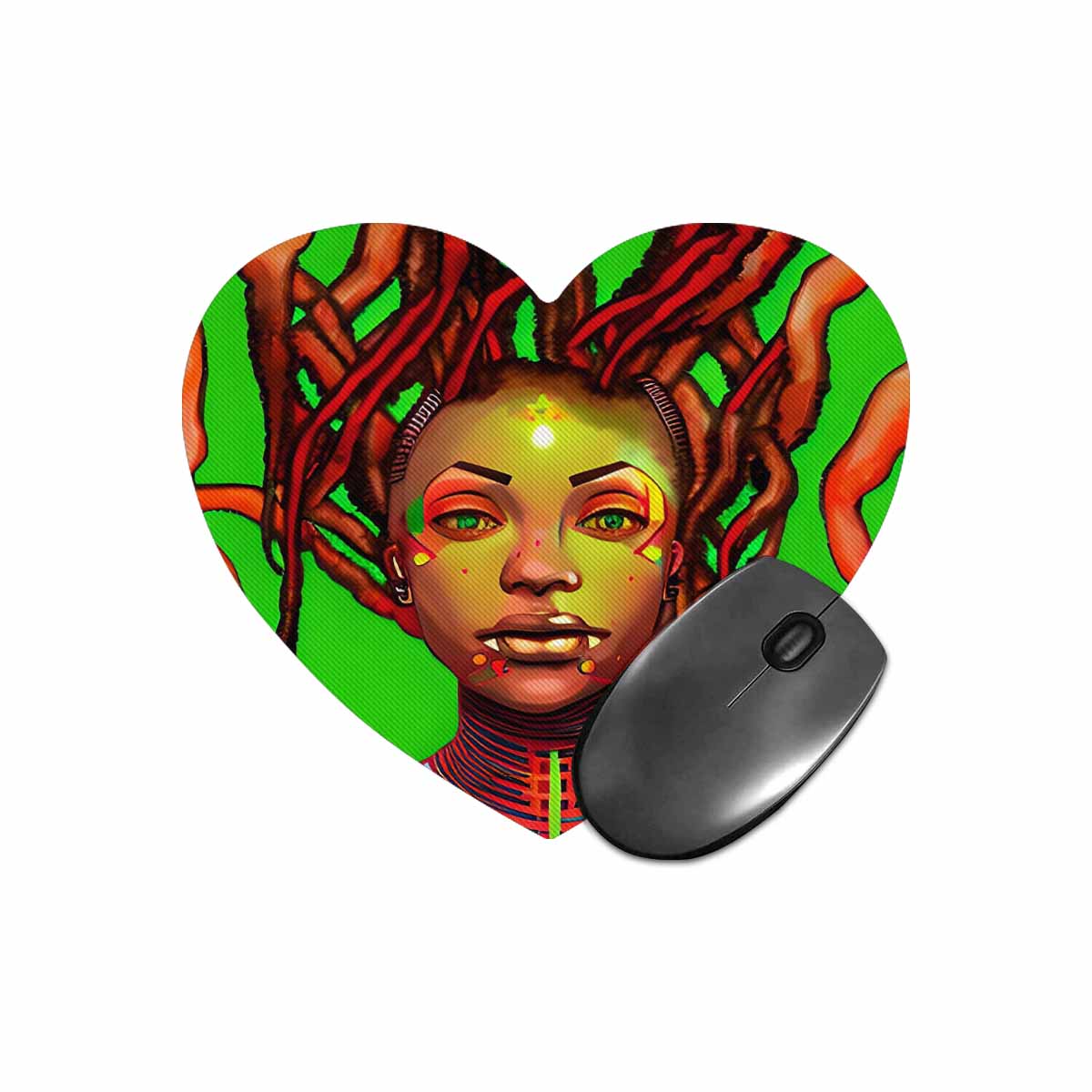 Dreads & Braids, heart shape mouse pad, Fulangiara 47