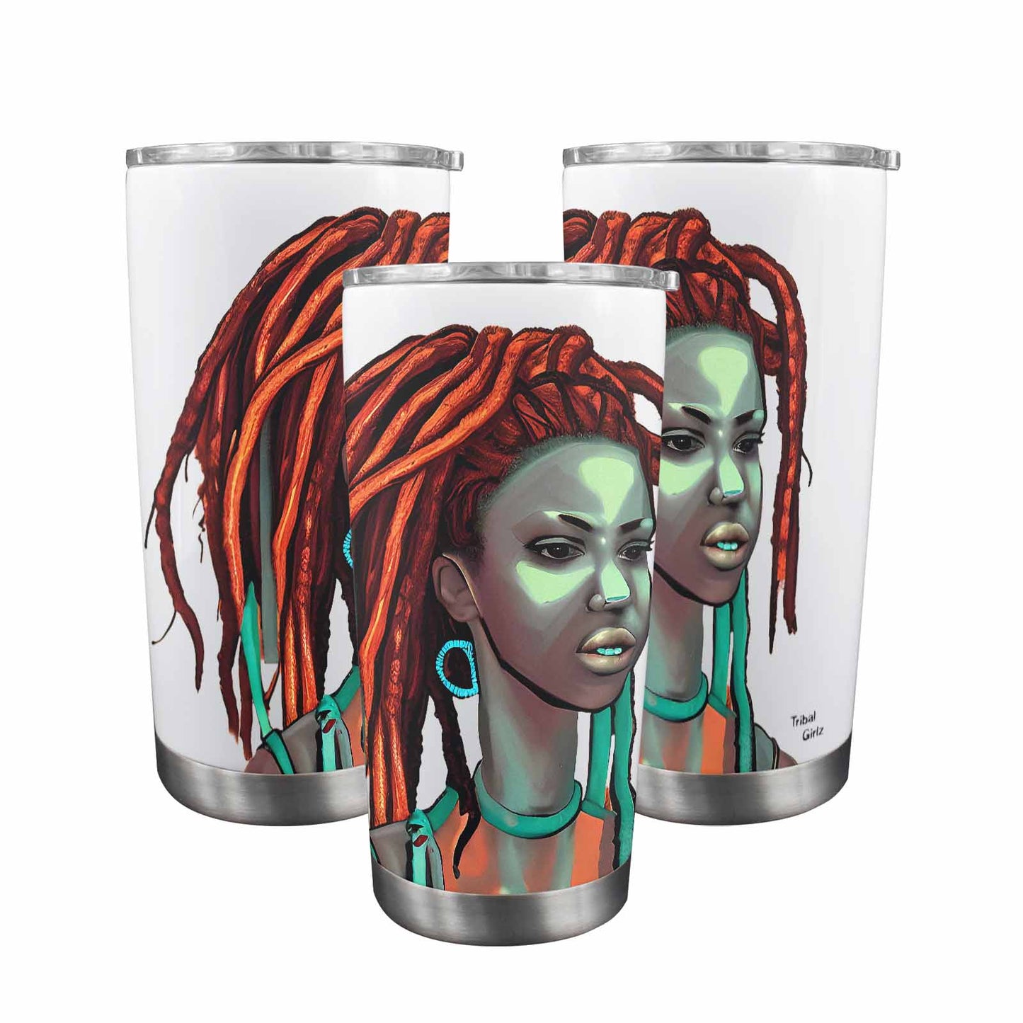 Dreads & Braids, Transparent Tumbler, mug, african tribal, outline BL, Fulangiara 38