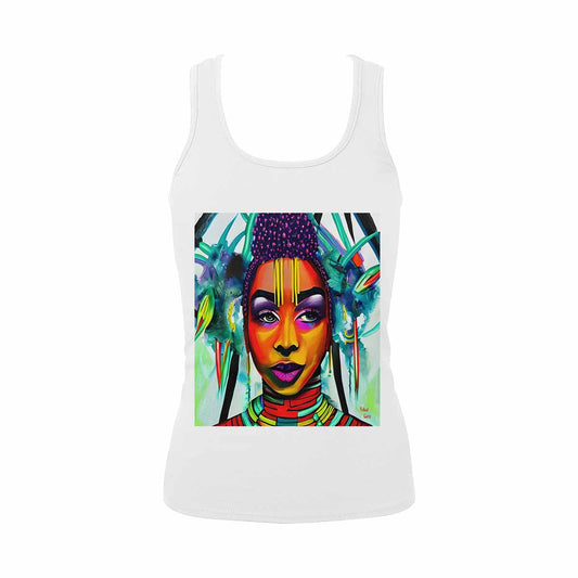 Dreads & Braids, WHITE tank top, cotton, african tribal, full image Fulangiara 35