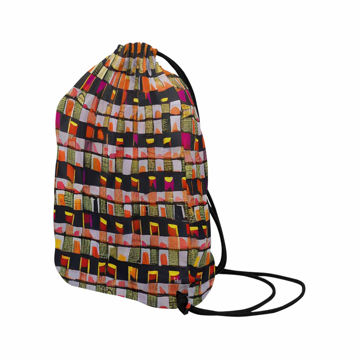 African artsy drawstring sling bag, design 17