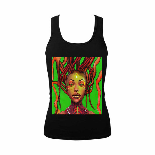 Dreads & Braids, BLACK tank top, cotton, african tribal, full image Fulangiara 47