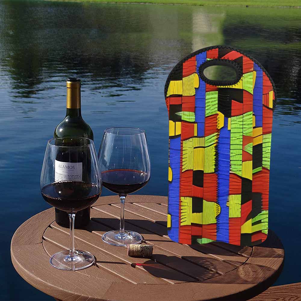 African Art, chic 2 bottle wine bag, design 01