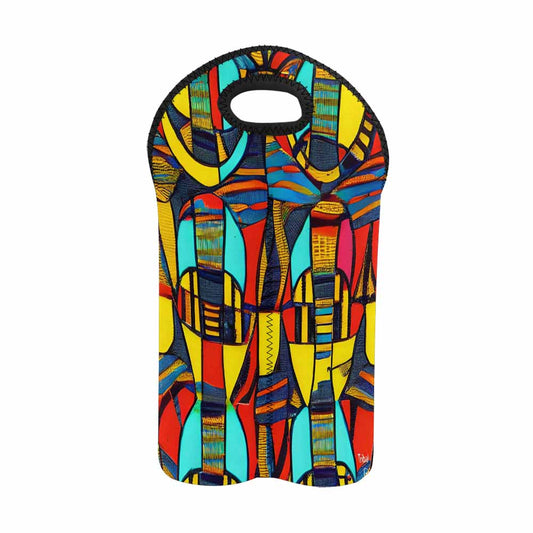 African Art, chic 2 bottle wine bag, design 02