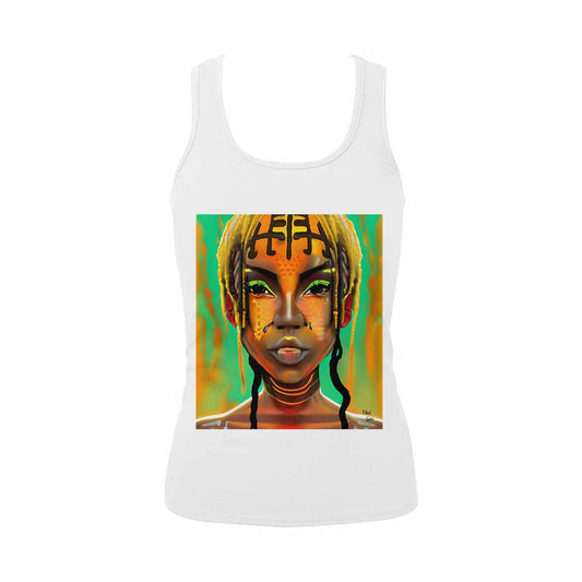 Dreads & Braids, WHITE tank top, cotton, african tribal, full image Fulangiara 41