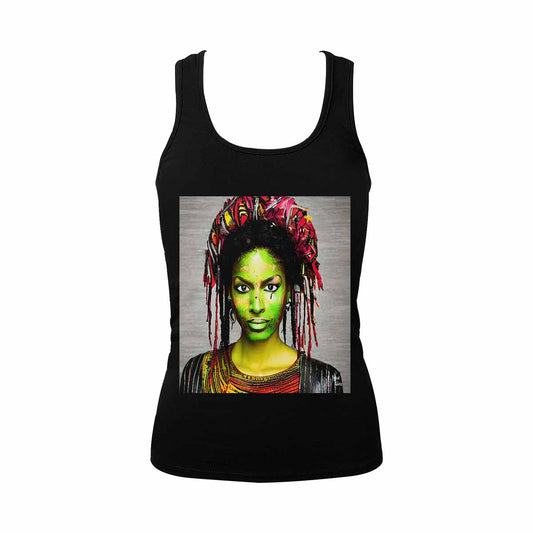 Dreads & Braids, BLACK tank top, cotton, african tribal, full image Fulangiara 2