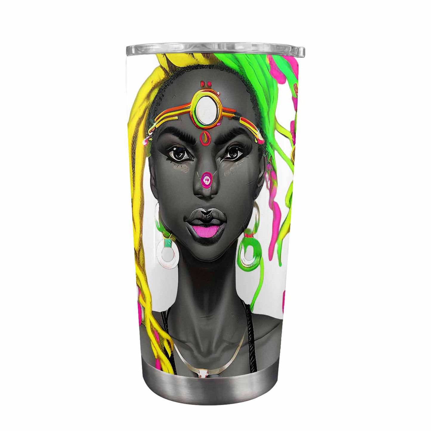 Dreads & Braids, Transparent Tumbler, mug, african tribal, outline MCL, Fulangiara 6