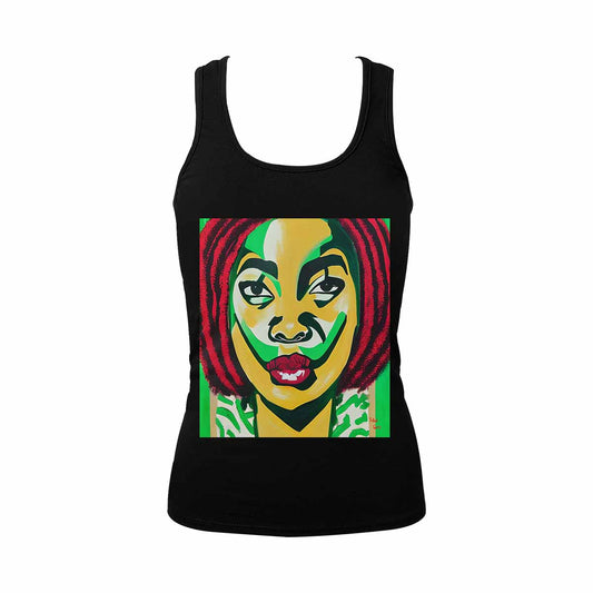 Dreads & Braids, BLACK tank top, cotton, african tribal, full image Fulangiara 50