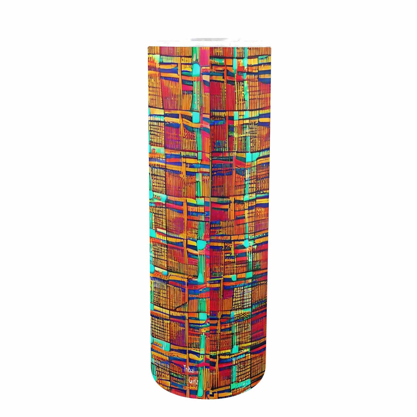 African Art, tall stainless steel insulated tumbler, travel mug, design 40