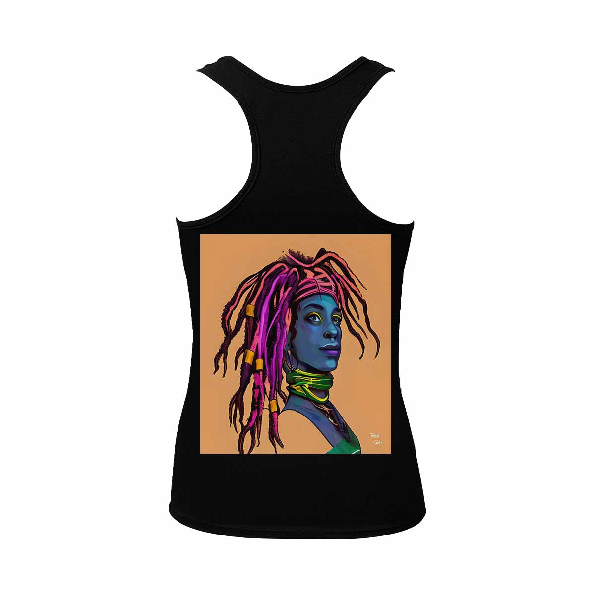 Dreads & Braids, BLACK tank top, cotton, african tribal, full image Fulangiara 10