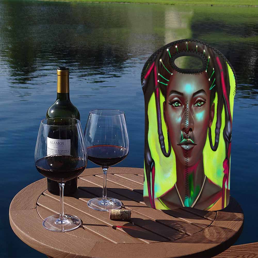 Dreads & Braids, 2 bottle wine bag, picnic or gift, african tribalgirlz Fulangiara 31