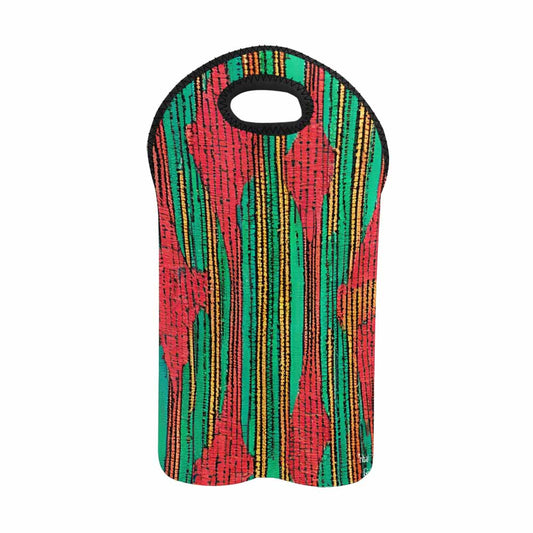 African Art, chic 2 bottle wine bag, design 11