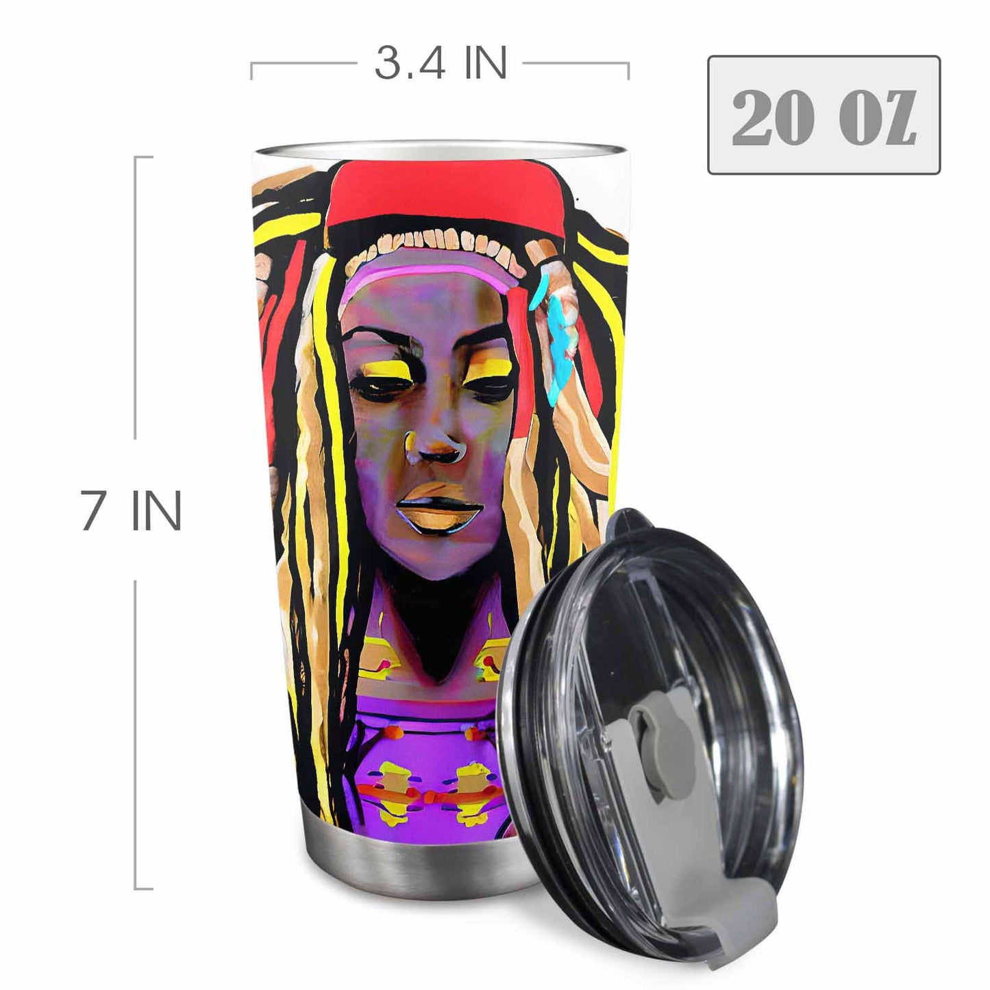 Dreads & Braids, Transparent Tumbler, mug, african tribal, outline BL, Fulangiara 14