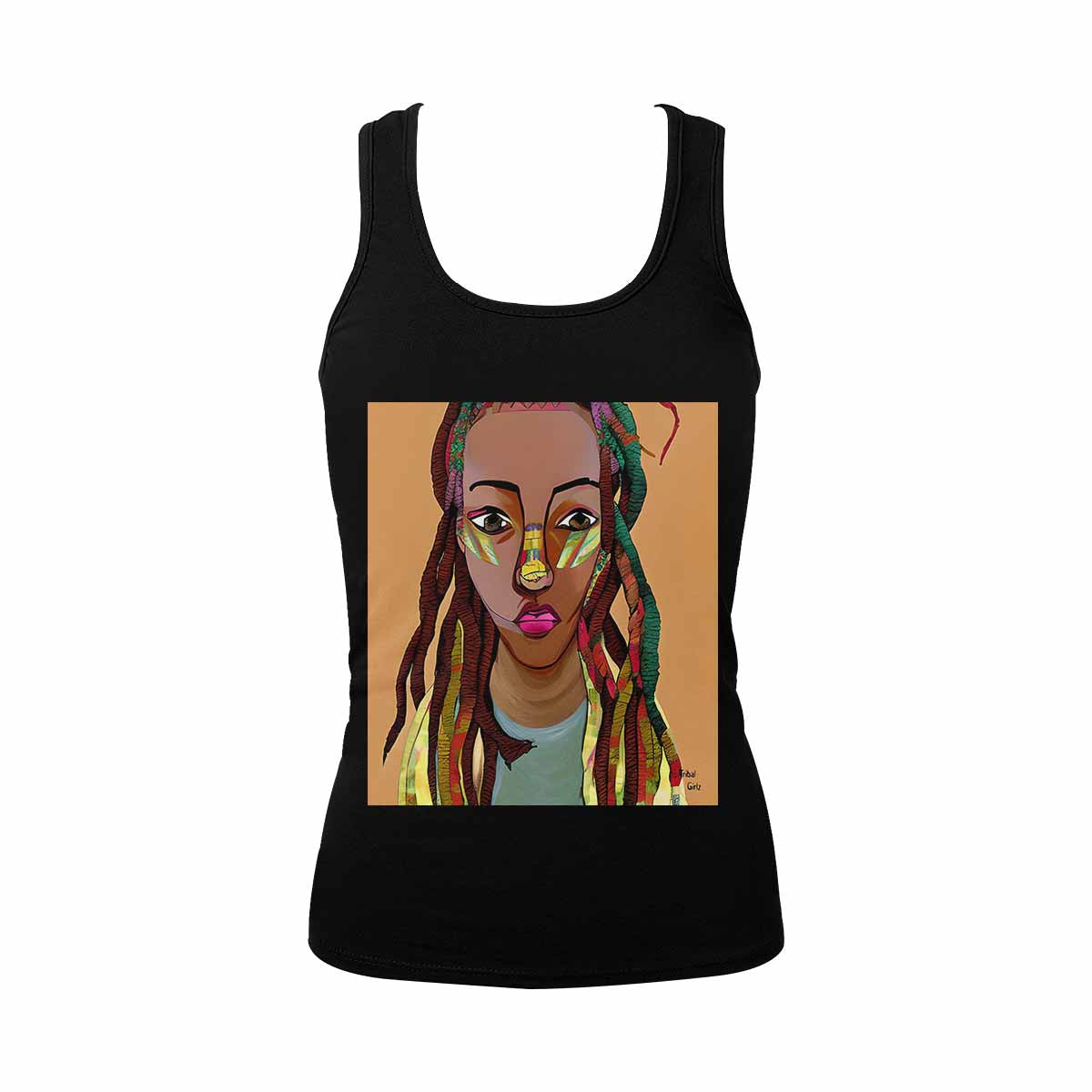 Dreads & Braids, BLACK tank top, cotton, african tribal, full image Fulangiara 26