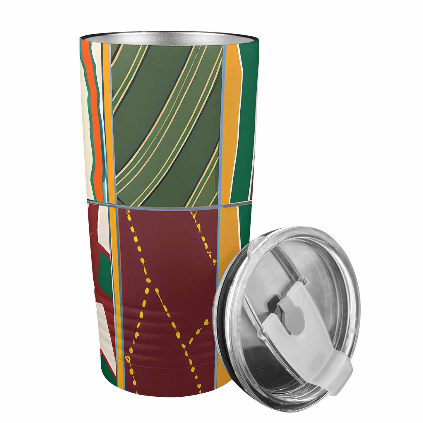 African Art, stainless steel insulated tumbler, travel mug, design 43