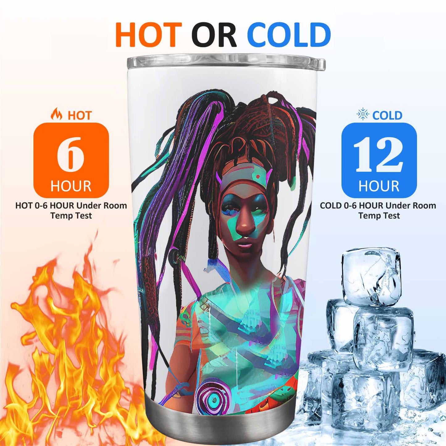 Dreads & Braids, Transparent Tumbler, mug, african tribal, outline BL, Fulangiara 32