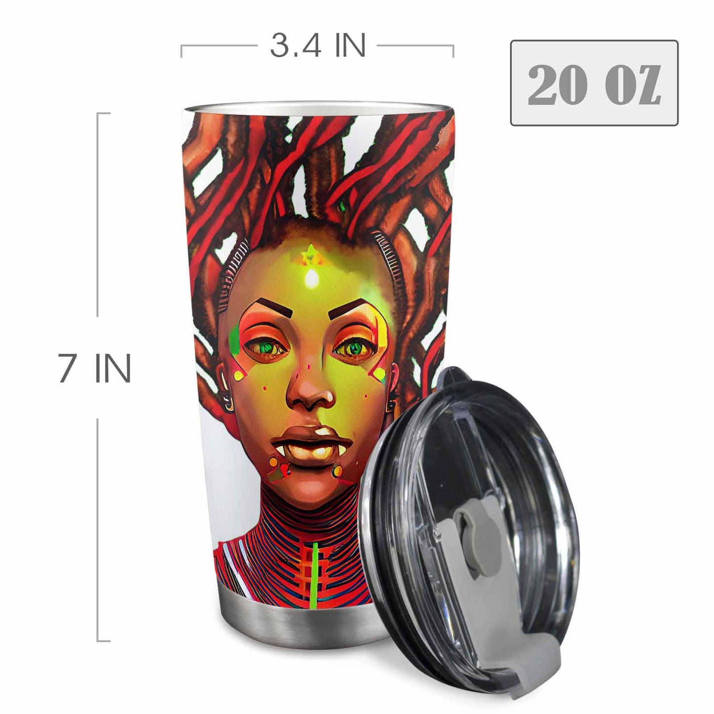 Dreads & Braids, Transparent Tumbler, mug, african tribal, outline BL, Fulangiara 47