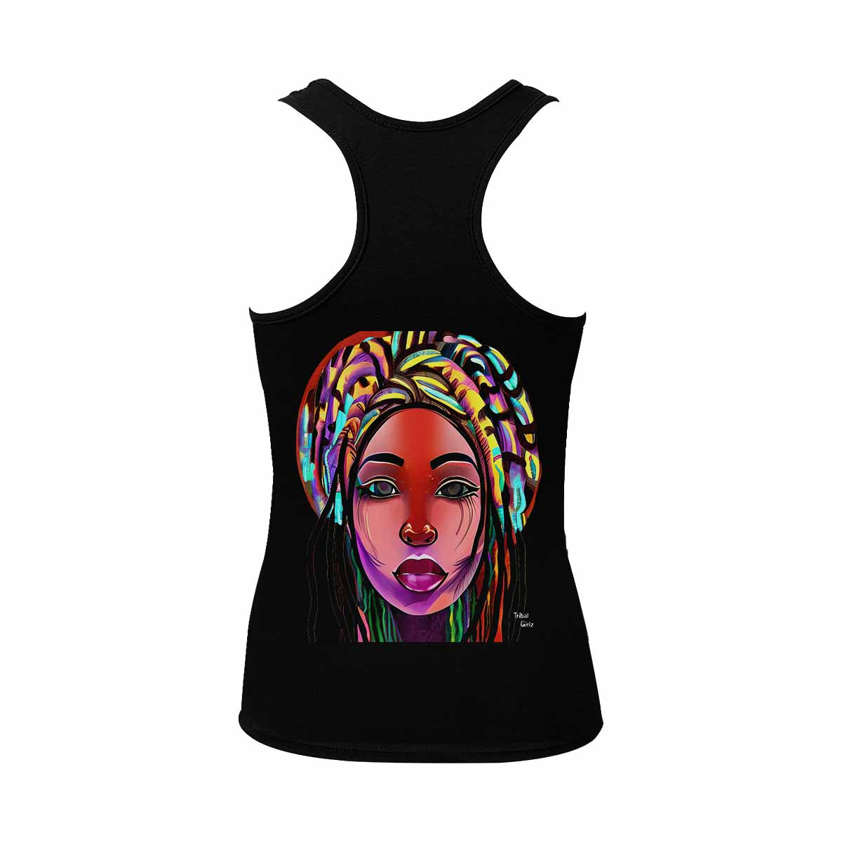 Dreads & Braids, BLACK tank top, cotton, african tribal, outline WL, Fulangiara 22