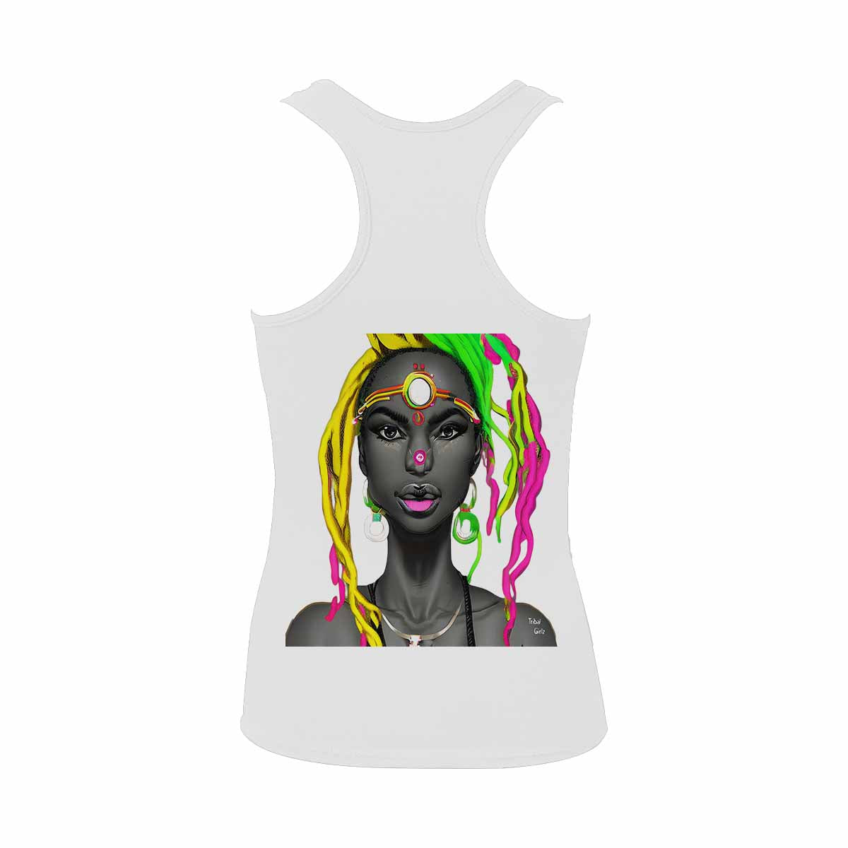 Dreads & Braids, WHITE tank top, cotton, african tribal, outline MCL, Fulangiara 6