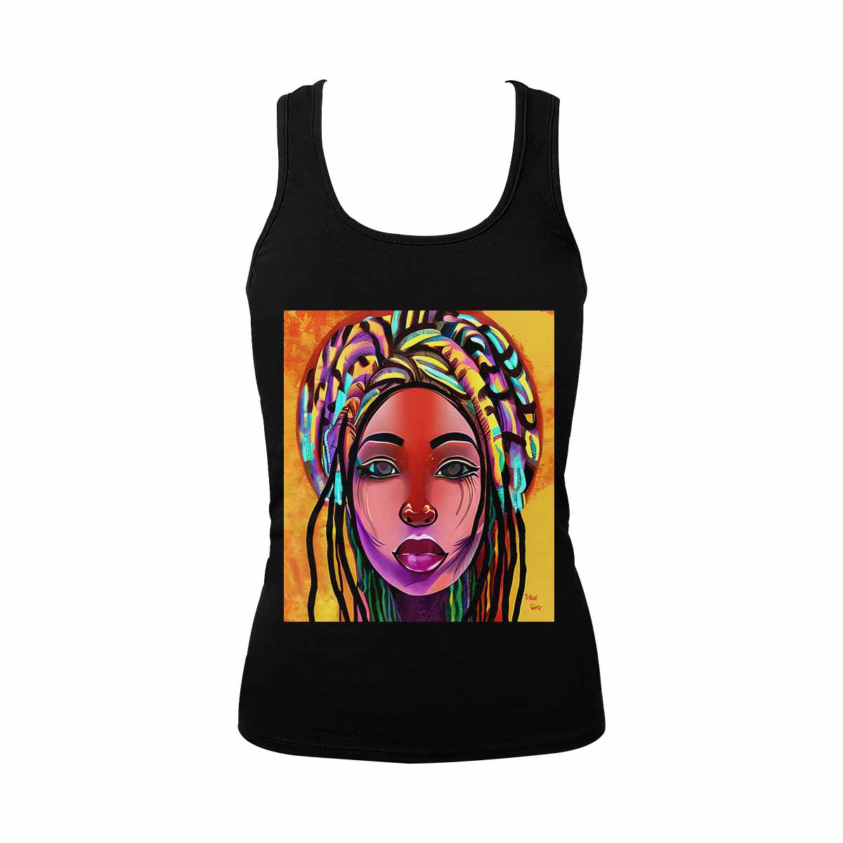 Dreads & Braids, BLACK tank top, cotton, african tribal, full image Fulangiara 22