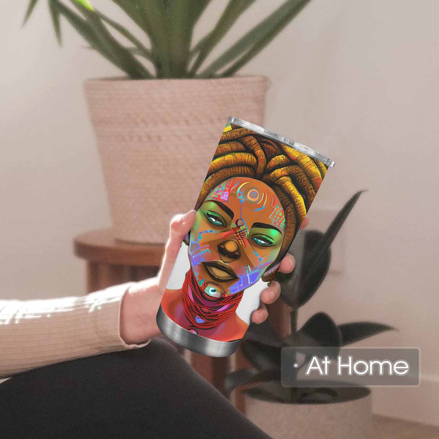 Dreads & Braids, Transparent Tumbler, mug, african tribal, outline BL, Fulangiara 46