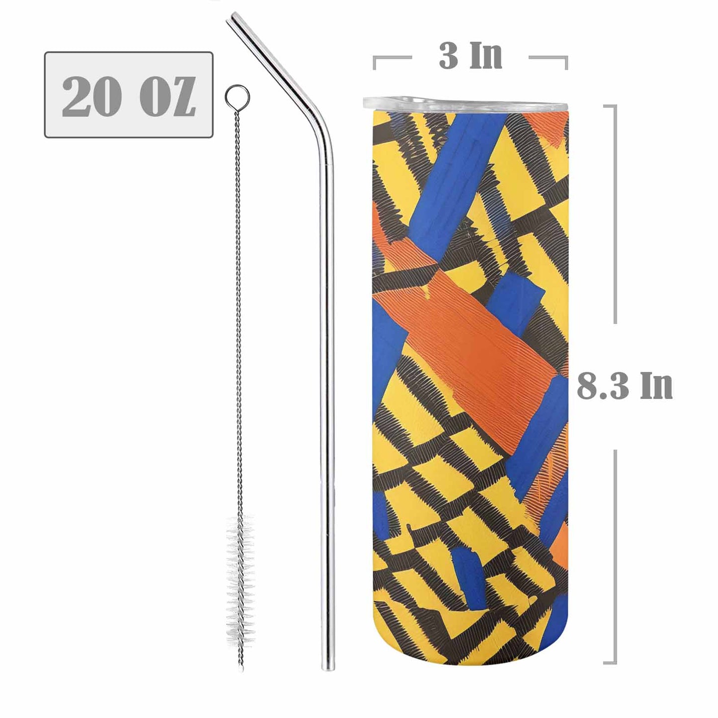 African Art, tall stainless steel insulated tumbler, travel mug, design 03