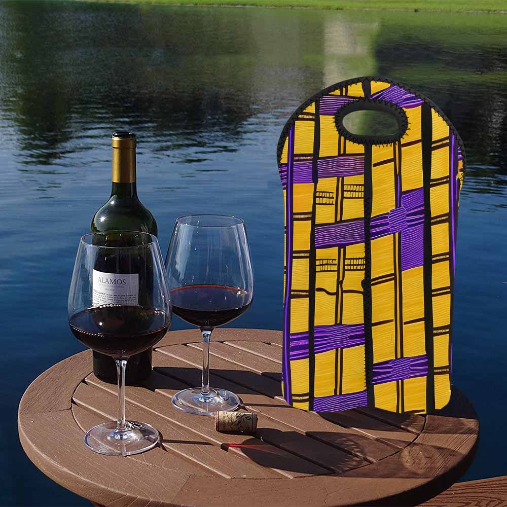 African Art, chic 2 bottle wine bag, design 34