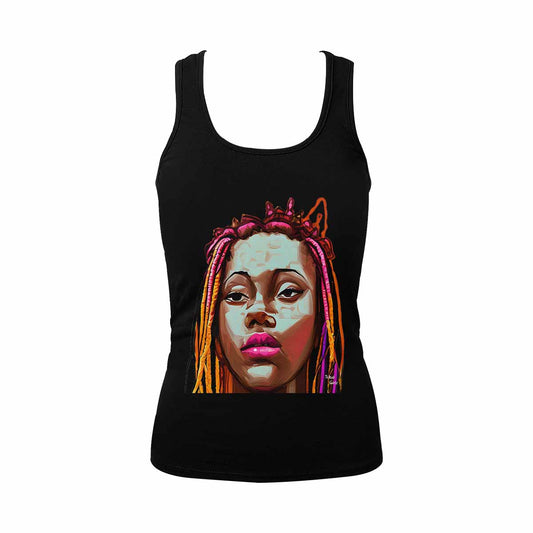 Dreads & Braids, BLACK tank top, cotton, african tribal, outline WL, Fulangiara 11