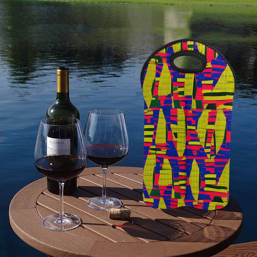 African Art, chic 2 bottle wine bag, design 19