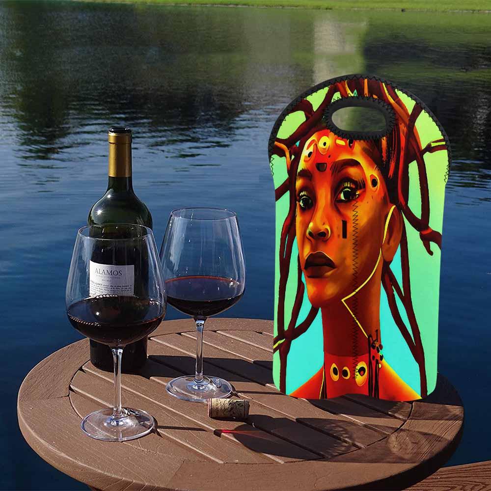 Dreads & Braids, 2 bottle wine bag, picnic or gift, african tribalgirlz Fulangiara 37