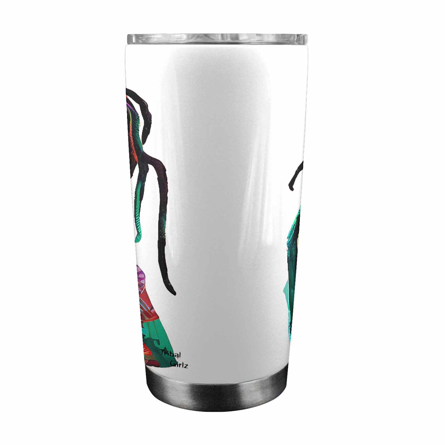 Dreads & Braids, Transparent Tumbler, mug, african tribal, outline BL, Fulangiara 32