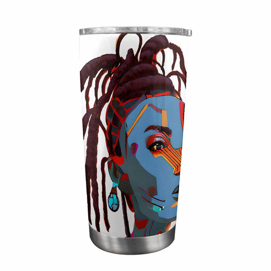 Dreads & Braids, Transparent Tumbler, mug, african tribal, outline BL, Fulangiara 23