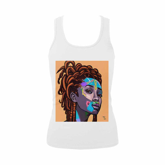 Dreads & Braids, WHITE tank top, cotton, african tribal, full image Fulangiara 36