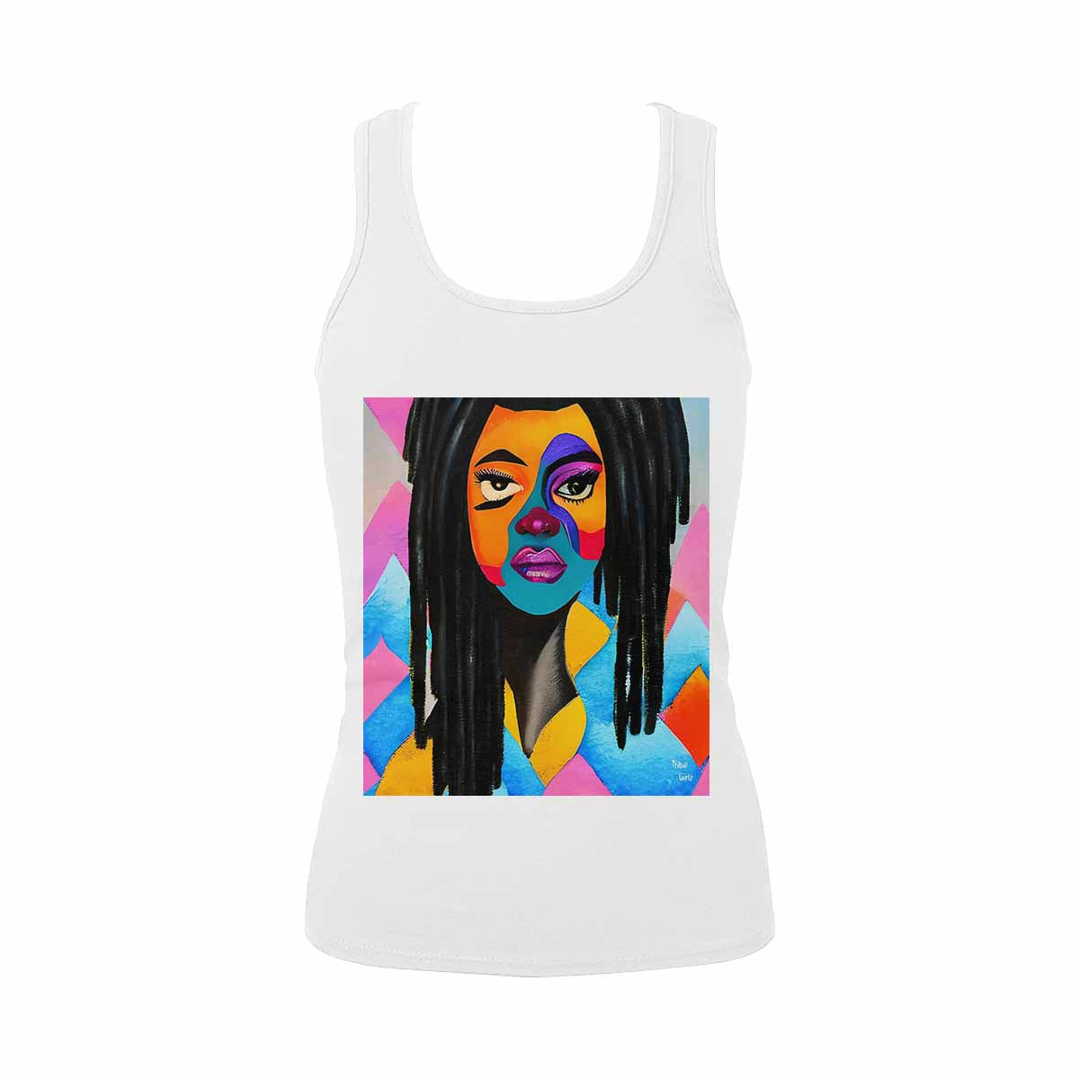 Dreads & Braids, WHITE tank top, cotton, african tribal, full image Fulangiara 21