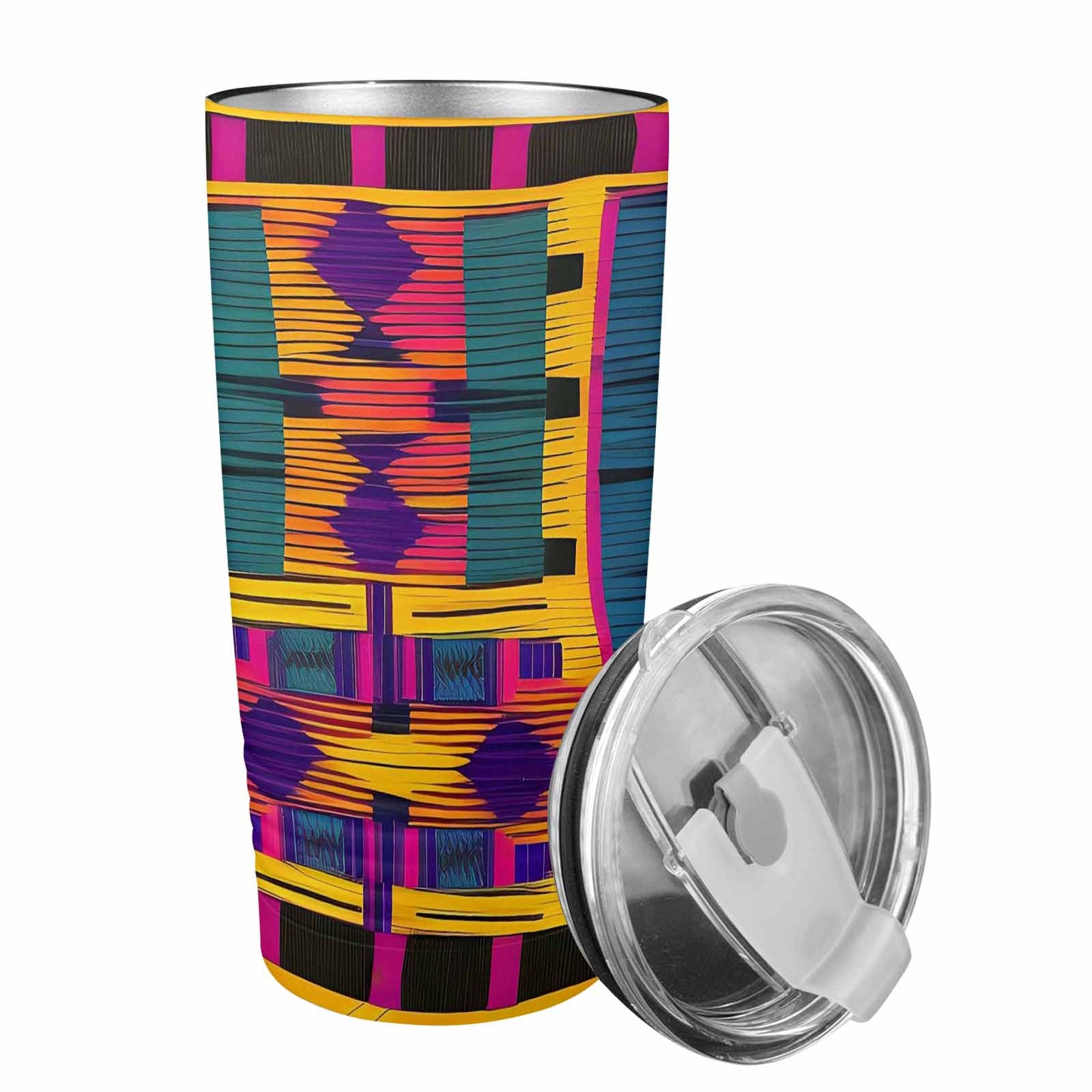 African Art, stainless steel insulated tumbler, travel mug, design 42