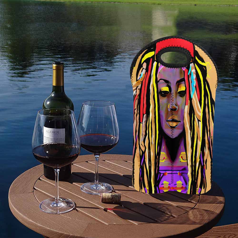 Dreads & Braids, 2 bottle wine bag, picnic or gift, african tribalgirlz Fulangiara 14