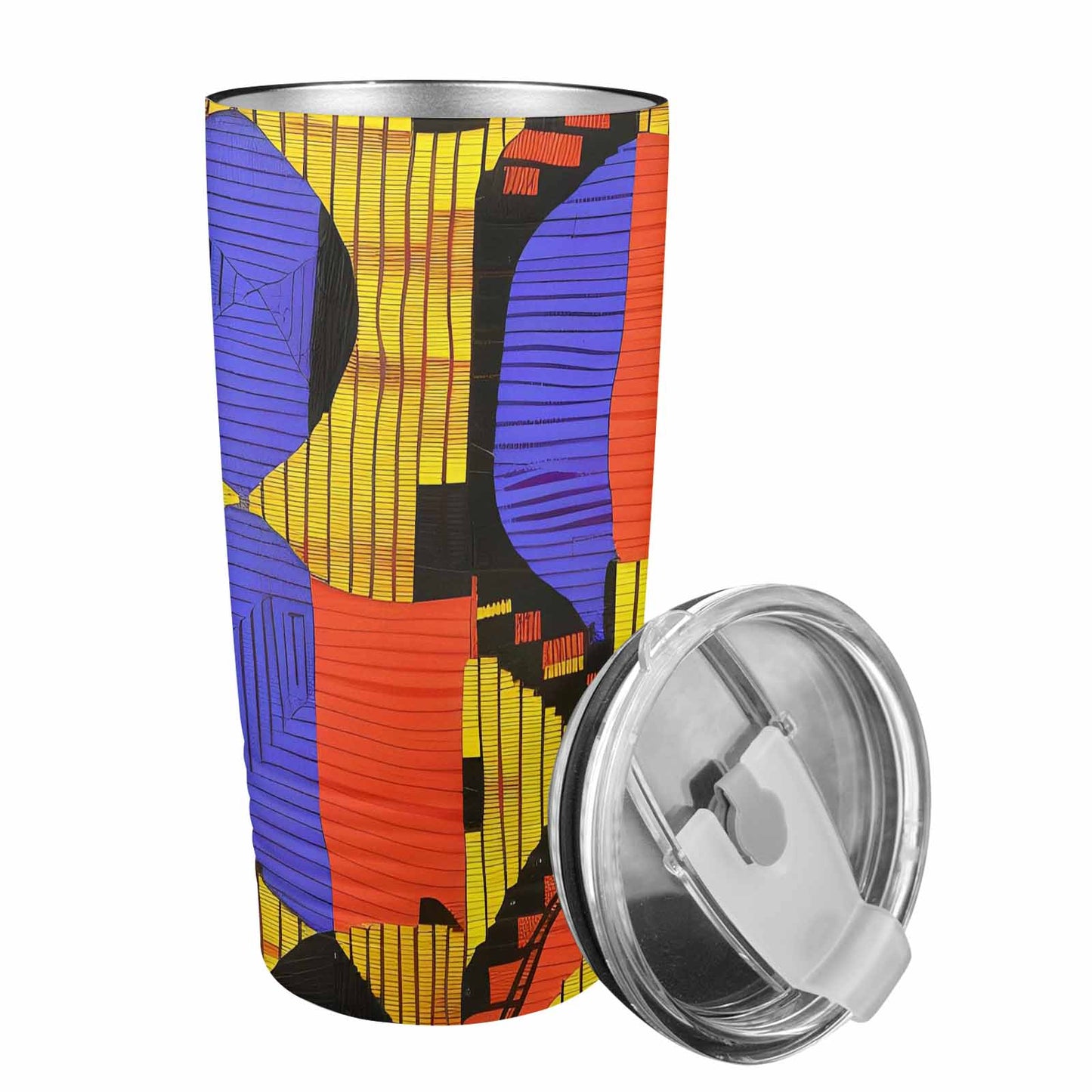 African Art, stainless steel insulated tumbler, travel mug, design 37