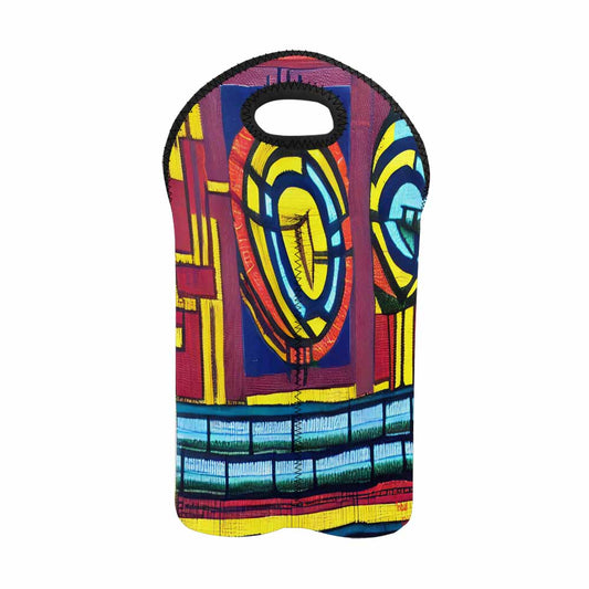 African Art, chic 2 bottle wine bag, design 28